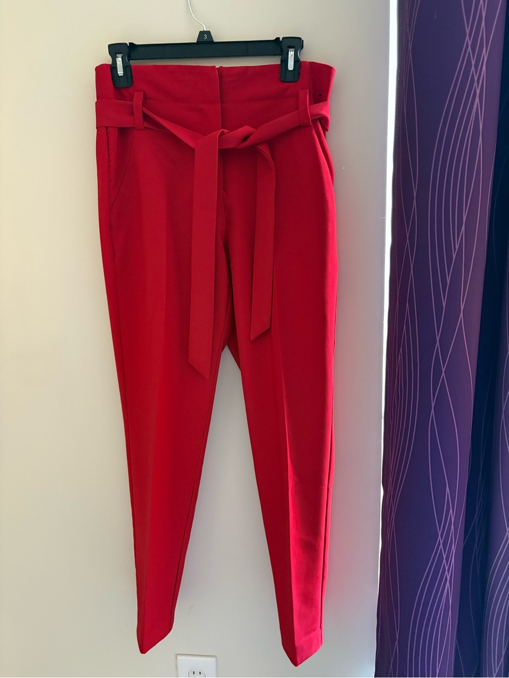New York & Company Red High-Waist Pants w/ Belt
